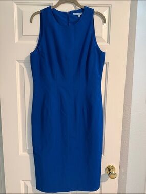 ANTONIO MELANI Sleeveless Cobalt Blue Midi Sheath Dress, Sz 12